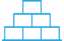 A blue icon of building blocks